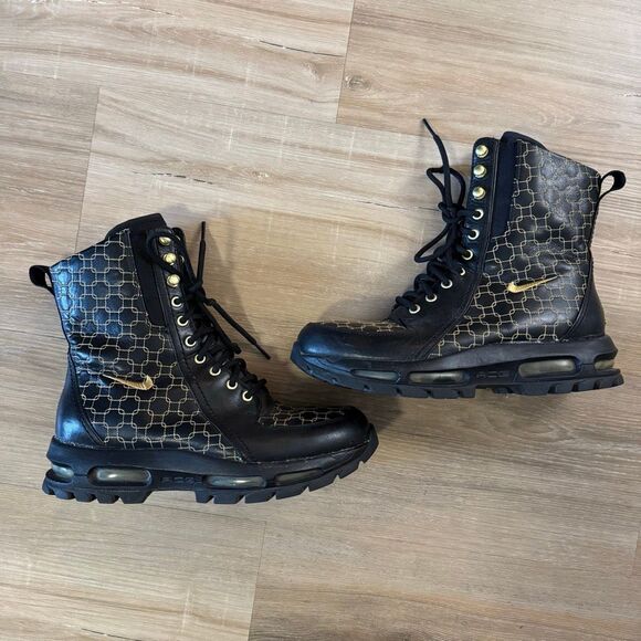 Y2K Nike ACG Women’s Combat Hiking Black And Yellow Boots Size 8 Outdoor Durable - Picture 1 of 10